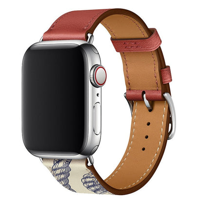 Apple Leather Watch Lead Layer Cowhide Apple Watch iwatch8 Watchband Color Patchwork Single Circle Watch Band