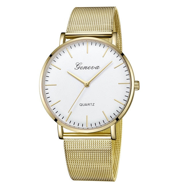 Quartz Watch Men Women Mesh Stainless Steel Watchband High Quality Casual Wristwatch