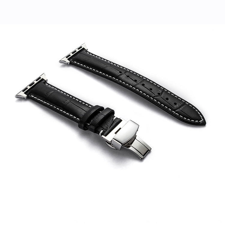 Apple Watch Strap Apple Watch 1-5 First Layer Cowhide Leather Strap Double Press Butterfly Buckle Watch Strap