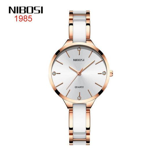 NIBOSI Luxury Ceramic Bracelet Watches Ladies Creative Quartz Watch For Women Female Clock Relogio Feminino Montre Femme 2330