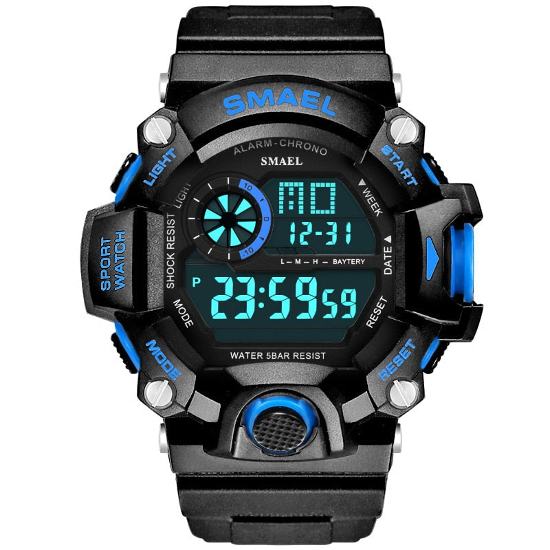 Watches Men Digital Watch White SMAEL 1385C Sport Watch 50M Waterproof Auto Date relogio masculino Digital Military Watches Mens Sport