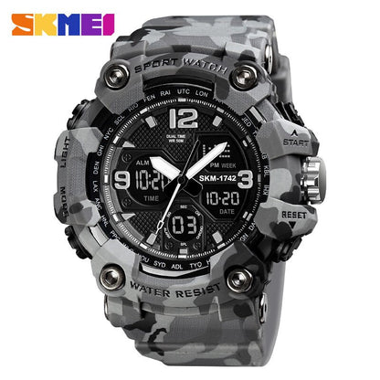 SKMEI 1742 New Shockproof Mens Watches 2 Time Chrono Personality Digital Sport Mens Wristwatch Waterproof Watch relogio masculino