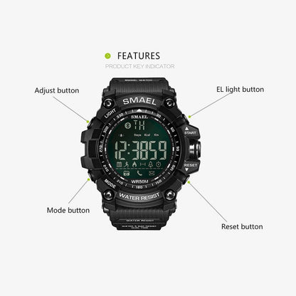 SMAEL1617 Mens Chronograph Watches Sport Male Clock Stop Army Military Watch Men Multifunction Waterproof LED Digital Watch for Man