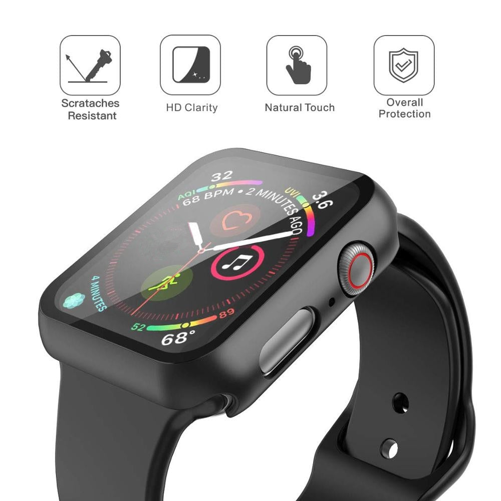 cover For Apple Watch case 44mm 40mm iWatch 42mm 38mm bumper Tempered Glass 44 42 38 42 mm for apple watch series 4 3 5 SE 6