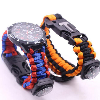 Military Outdoor Paracord Survival Bracelet Compass 6 In 1 Fire Watch Bileklik Erkek Whistle Buckle Safety Climbing Rope Lanyard