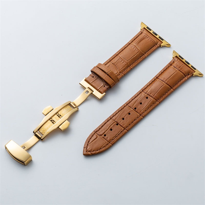 Apple Watch Strap Apple Watch 1-5 First Layer Cowhide Leather Strap Double Press Butterfly Buckle Watch Strap