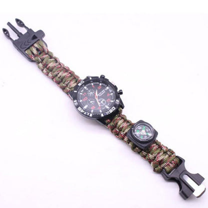 Military Outdoor Paracord Survival Bracelet Compass 6 In 1 Fire Watch Bileklik Erkek Whistle Buckle Safety Climbing Rope Lanyard