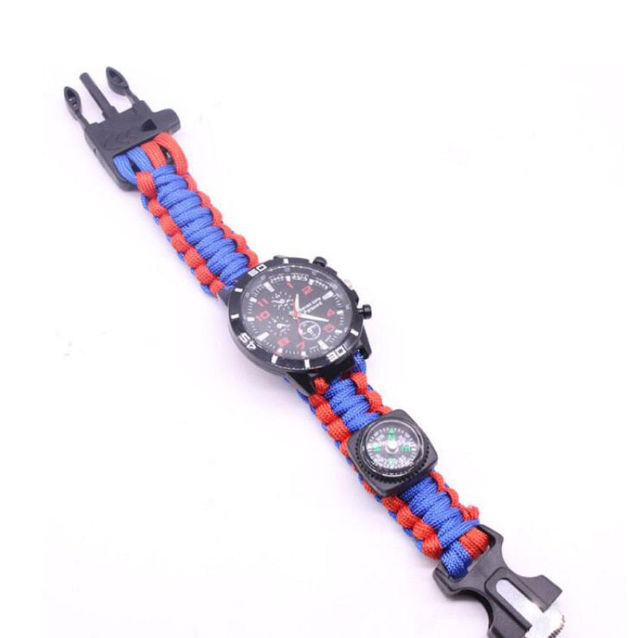 Military Outdoor Paracord Survival Bracelet Compass 6 In 1 Fire Watch Bileklik Erkek Whistle Buckle Safety Climbing Rope Lanyard