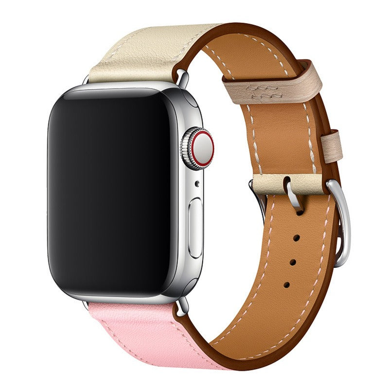 Apple Leather Watch Lead Layer Cowhide Apple Watch iwatch8 Watchband Color Patchwork Single Circle Watch Band