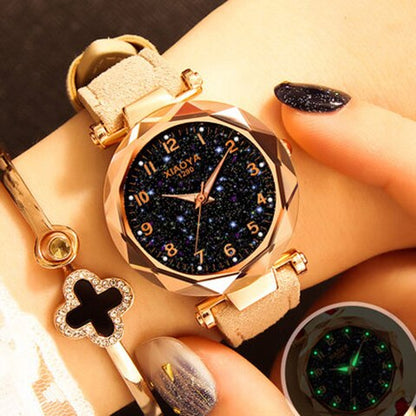 Women Watches  Best Sell Star Sky Dial Clock Luxury Rose Gold Women's Bracelet Quartz Wrist Watches New