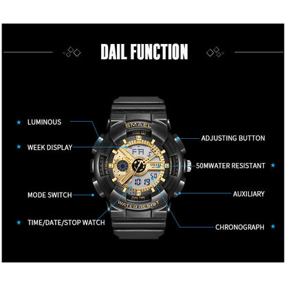 SMAEL 8026 Top Brand Men's Watches Luxury LED Sport Waterproof Military Watch Men Casual Digital Chronograph Clock Relogios Masculino