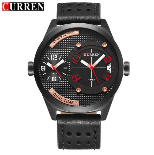 CURREN Men leather Strap Casual Business 30 meter Waterproof