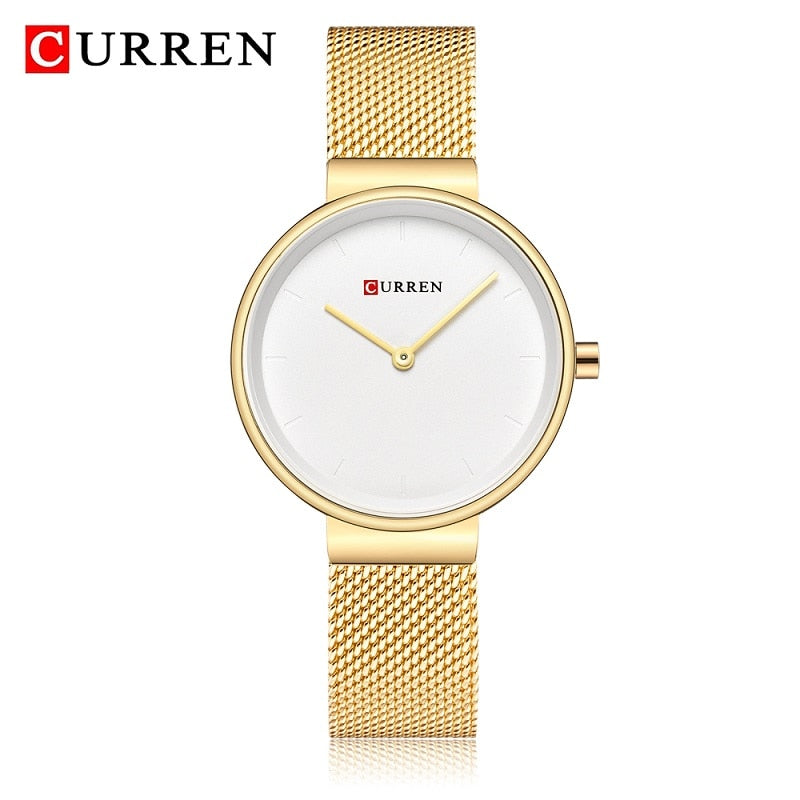 CURREN 9016 Fashion Blue Ladies Watches Mesh Stainless Steel Quartz Watch Women Luxury Simple Wristwatches Analog Lady Clock