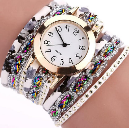 Top Brand Luxury Watches Women Flower Popular Quartz Diamond Leather Bracelet Watch Female Ladies Gemstone Dress Wristwatch