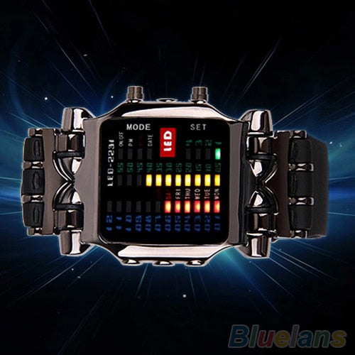 Cool Business Hot Brand Luxury Unisex Binary LED Digital Date Square Dial Casual Sport Plastic Band Wrist Watch