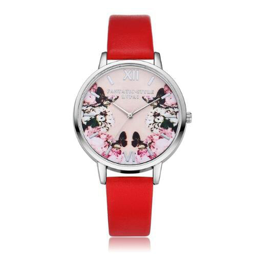 Flower Butterfly Ladies Bracelet Watch