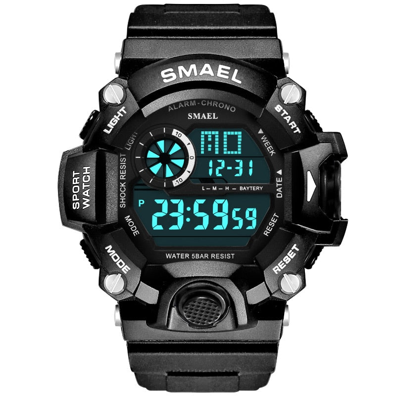 Watches Men Digital Watch White SMAEL 1385C Sport Watch 50M Waterproof Auto Date relogio masculino Digital Military Watches Mens Sport