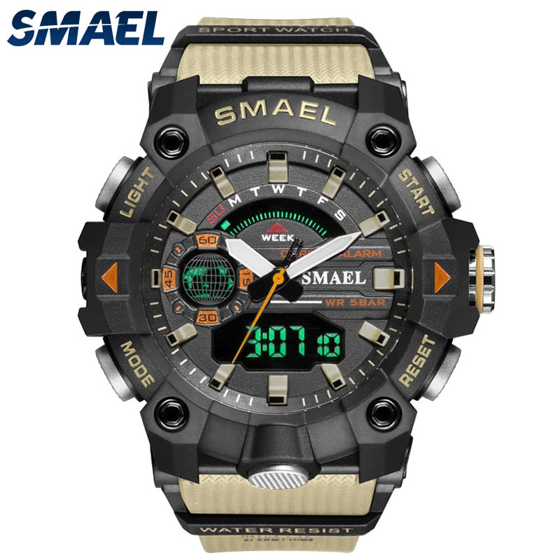 SMAEL 8040 Military Watches Men Sport Watch New 50M Waterproof Wristwatch Stopwatch Alarm LED Light Digital Watches 8040 Men's Sports Watch