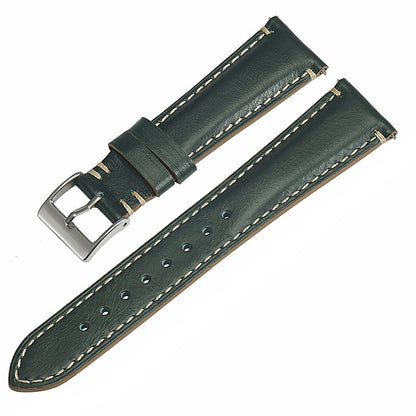 Vintage Calfskin Watch Strap 20mm 22mm 24mm Side Double Seam Simple Leather Strap