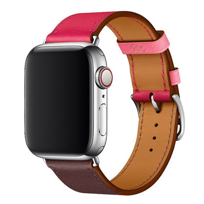 Apple Leather Watch Lead Layer Cowhide Apple Watch iwatch8 Watchband Color Patchwork Single Circle Watch Band