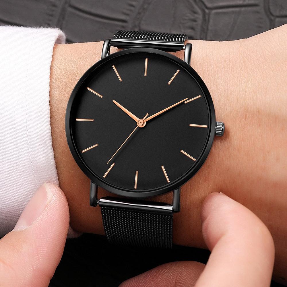 Sport Date Analog Quartz Wrist Watch Fashion Stainless Steel Men Casual Male Clock Wristwatch