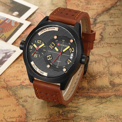 CURREN Men leather Strap Casual Business 30 meter Waterproof