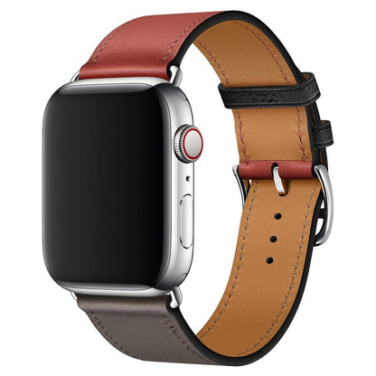 Apple Leather Watch Lead Layer Cowhide Apple Watch iwatch8 Watchband Color Patchwork Single Circle Watch Band