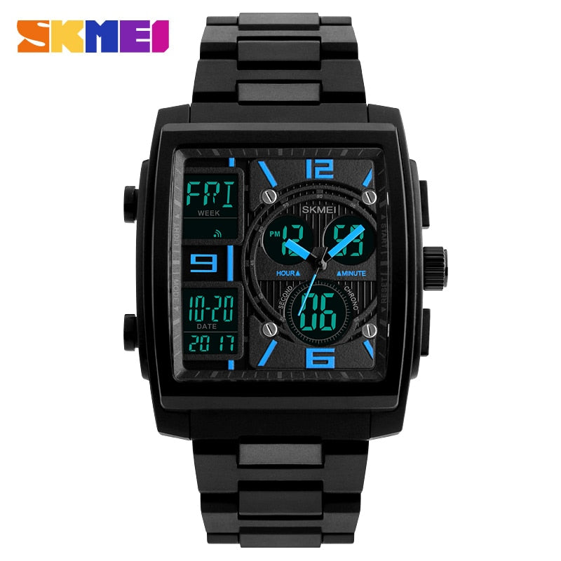 SKMEI 1274 Japan Quartz Digital movement Dual Dispaly Men's Clock Military 3 Time Countdown Male Sport Watches Relogio Masculino