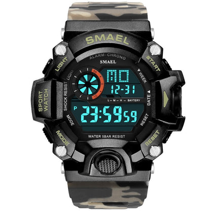 Watches Men Digital Watch White SMAEL 1385C Sport Watch 50M Waterproof Auto Date relogio masculino Digital Military Watches Mens Sport