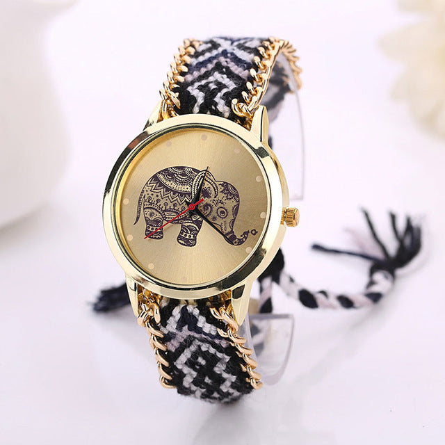 Women Elephant Leather Bracelet Watches