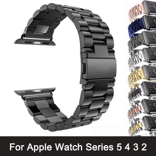 For Apple Watch Series 6 5 4 3 2 Band Strap 40mm 44mm 42mm Black Stainless Steel Bracelet Strap Adapter for iWatch Band 4 3 38mm