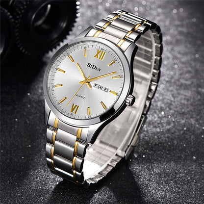 BIDEN Luxury Wrist Watch Men Steel Strap Mens  Business Quartz Clocks 0032