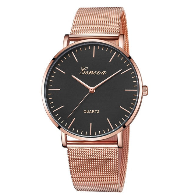 Quartz Watch Men Women Mesh Stainless Steel Watchband High Quality Casual Wristwatch