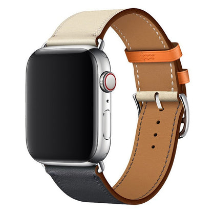 Apple Leather Watch Lead Layer Cowhide Apple Watch iwatch8 Watchband Color Patchwork Single Circle Watch Band