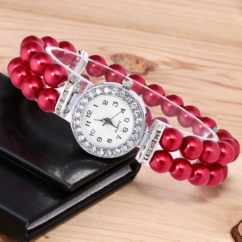 Crystal Watch Fashion Women Watch Pearl String Watch Strap Quartz Bracelet Watch models Female Clock Ladies damenuhr reloj mujer