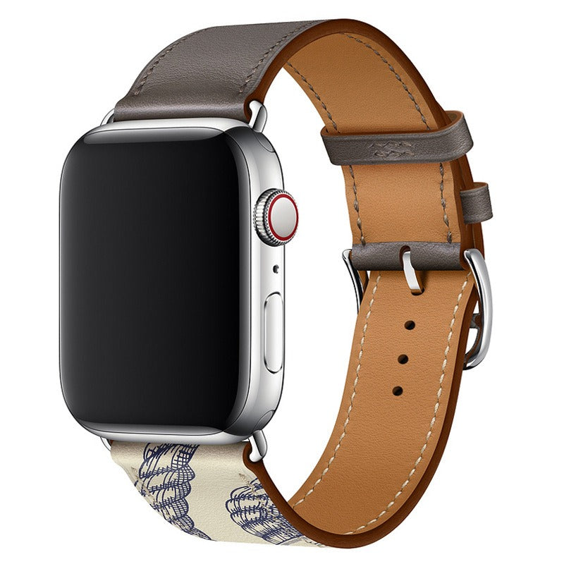 Apple Leather Watch Lead Layer Cowhide Apple Watch iwatch8 Watchband Color Patchwork Single Circle Watch Band