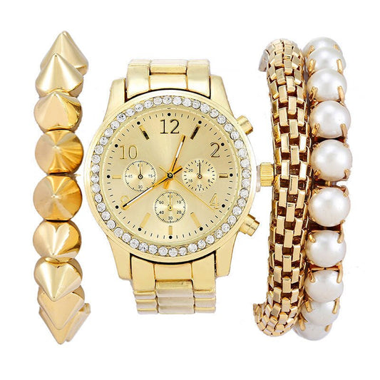 New Fashion Quartz Watch for women's Set Boutique Trends Geneva Style Watch Jewelry Set Christmas Gifts Birthday Gifts