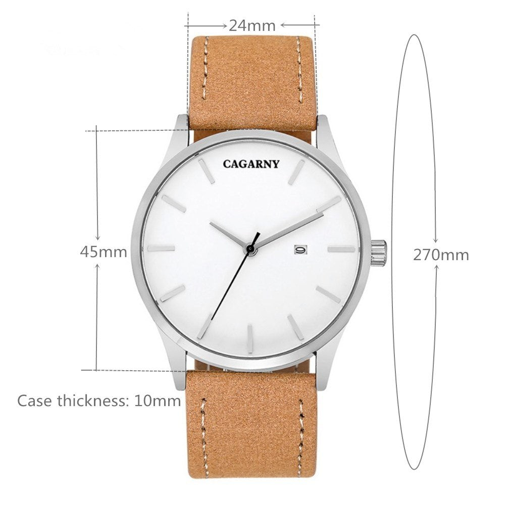 CAGARNY Luxury Brand Quartz Watch Men Military Leather Strap Watchband Waterproof Watches Casual Male Gifts Sport Watches Clock