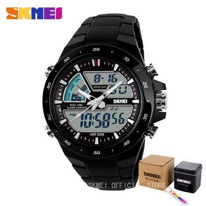 SKMEI 1016 Sport Watch Men Fashion Casual Alarm Clock Waterproof Military Chrono Dual Display Wristwatches Relogio Masculino