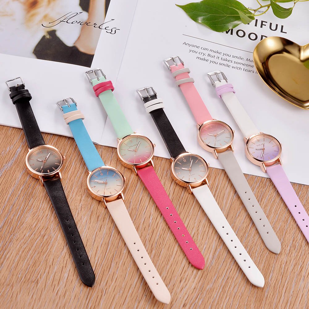 Brand Leather Quartz Women's Watch Ladies Fashion Watch Women Wristwatches Clock relogio feminino masculino W50