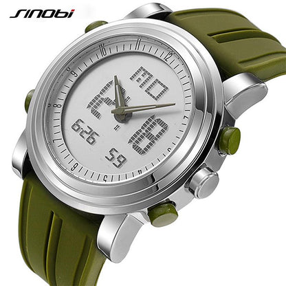 SINOBI Sports Watch Men's Wrist Watches Digital Quartz Clock 2 Movement Waterproof