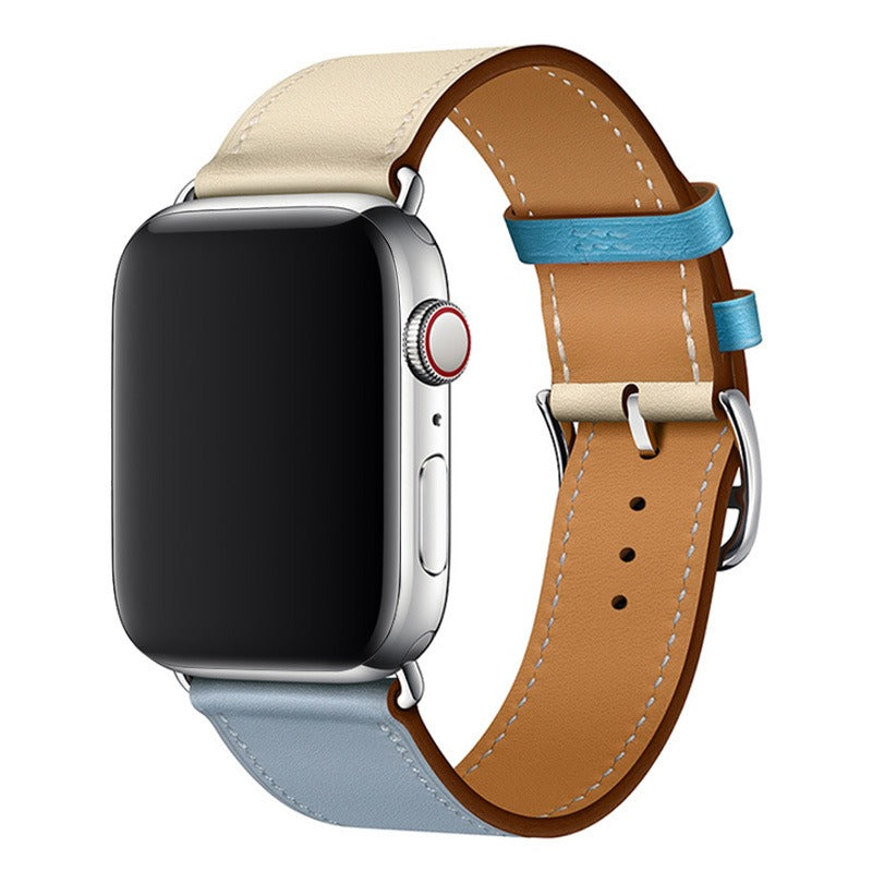 Apple Leather Watch Lead Layer Cowhide Apple Watch iwatch8 Watchband Color Patchwork Single Circle Watch Band