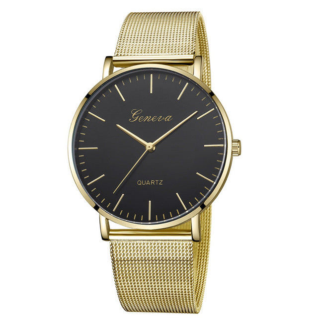 Quartz Watch Men Women Mesh Stainless Steel Watchband High Quality Casual Wristwatch