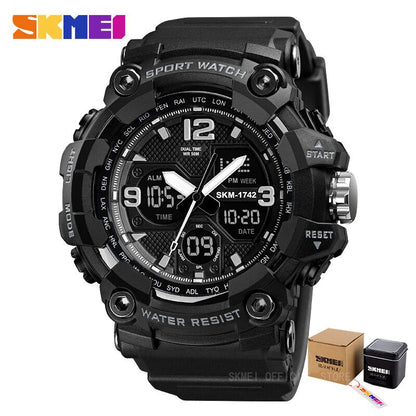 SKMEI 1742 New Shockproof Mens Watches 2 Time Chrono Personality Digital Sport Mens Wristwatch Waterproof Watch relogio masculino