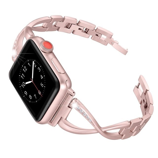 X-shaped stainless steel diamond watch band  for Apple Watch Bands diamond Stainless Steel Strap