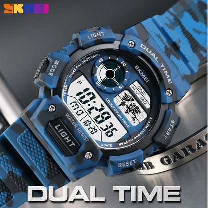 SKMEI 1723 Digital Watch Luminous Display Men Waterproof Wristwatch Count Down Military Sports Electronic Clock Relogio Masculino