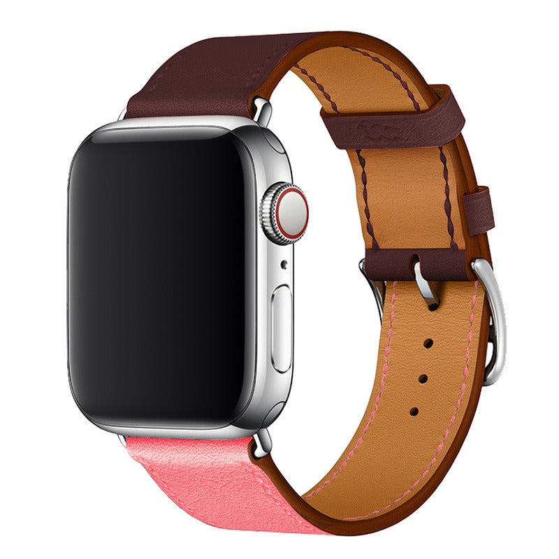 Apple Leather Watch Lead Layer Cowhide Apple Watch iwatch8 Watchband Color Patchwork Single Circle Watch Band