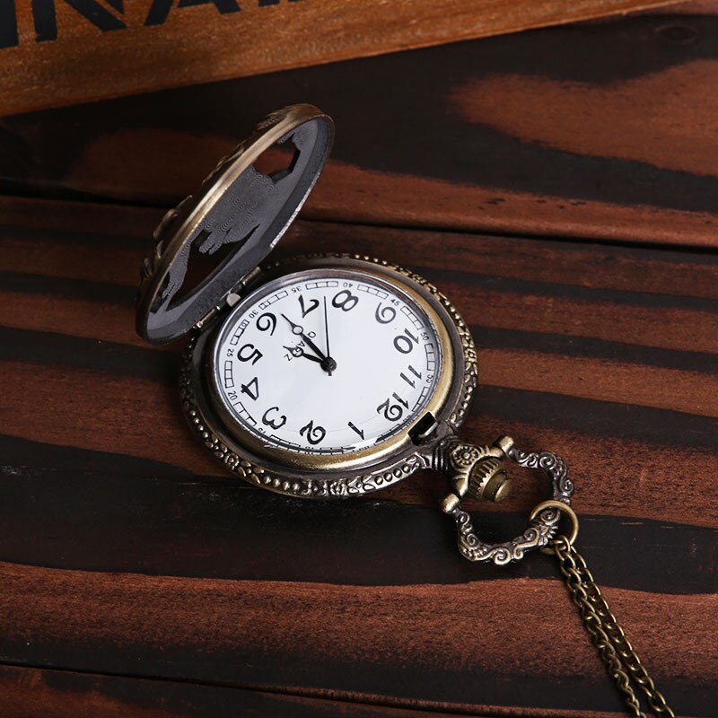 Large bronze thin chain Chinese zodiac classic retro pocket watch Chinese zodiac hollow pocket watch