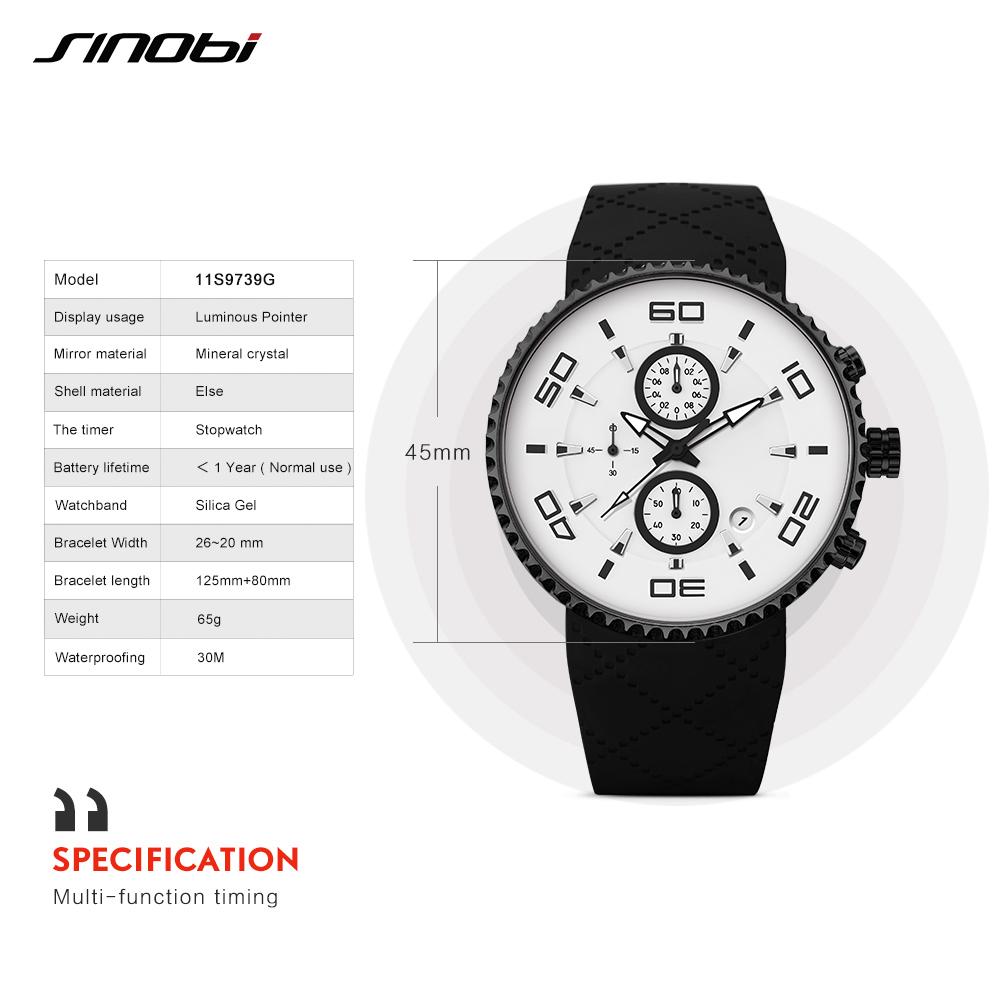 SINOBI  Sports Watches Mens Stopwatch 30m Waterproof