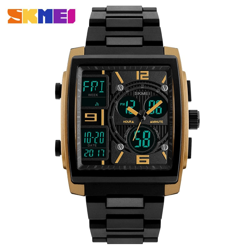 SKMEI 1274 Japan Quartz Digital movement Dual Dispaly Men's Clock Military 3 Time Countdown Male Sport Watches Relogio Masculino